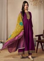 Silk Wine Ceremonial Wear Embroidery Work Readymade Anarkali Suit